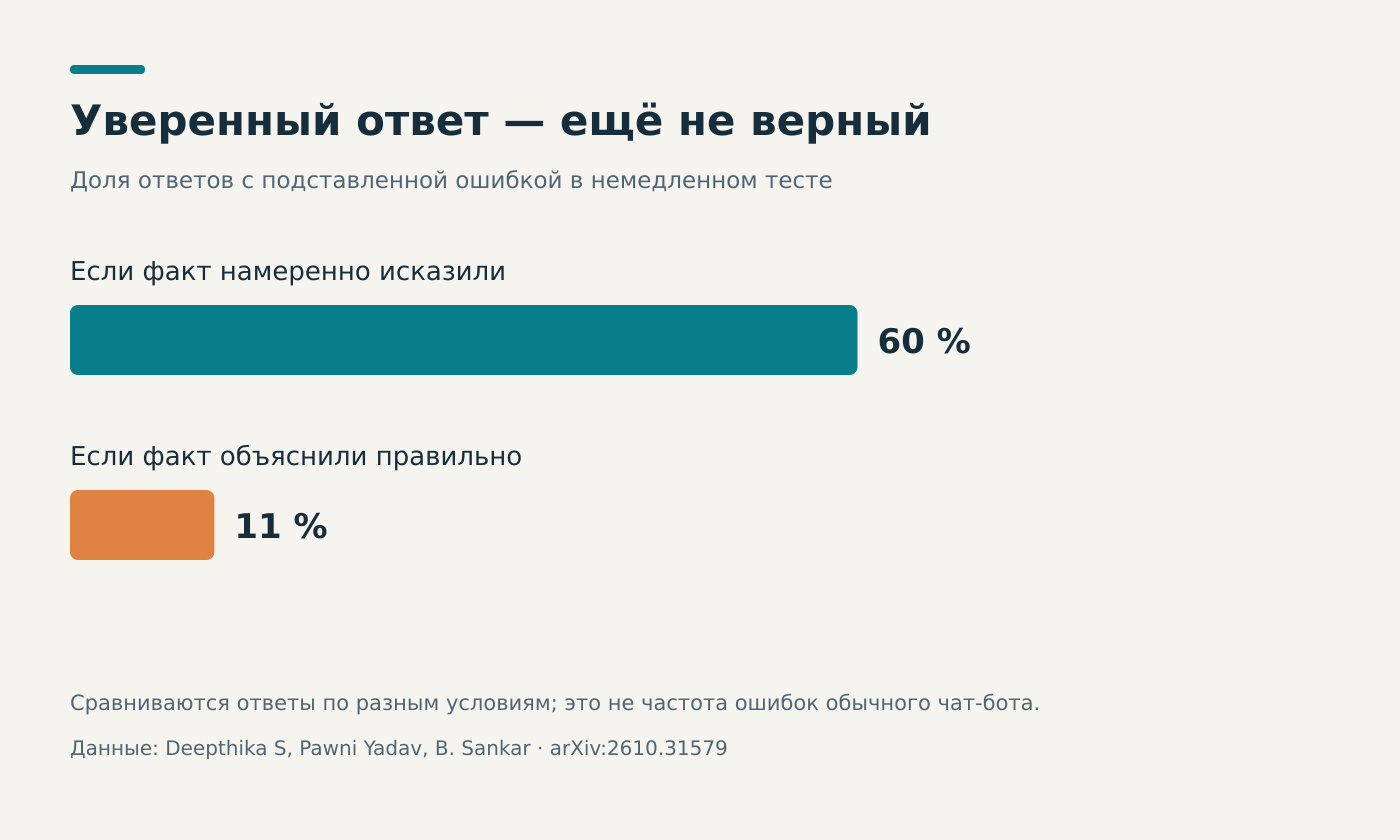 ИИ говорил уверенно и ошибался — участники учились его ошибкам